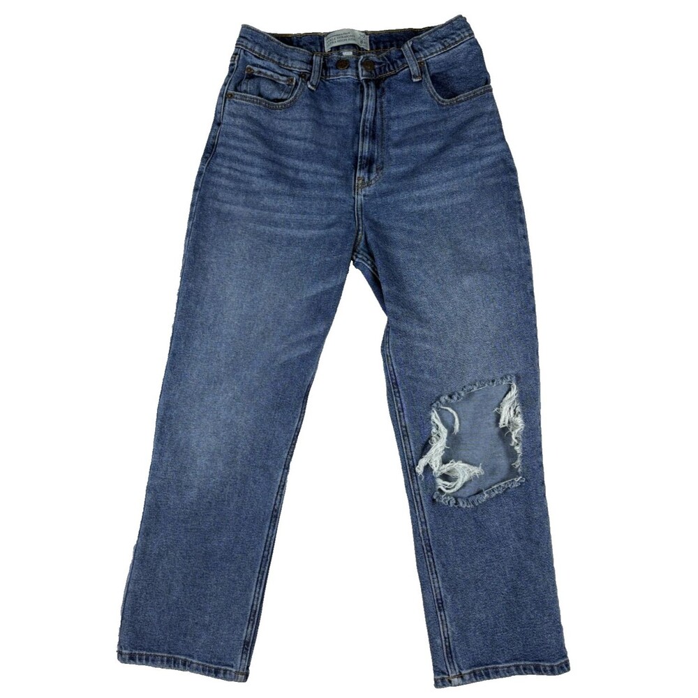 Abercrombie Curve Love Ultra High Rise 90s Straight Jeans Distressed 29 8R
